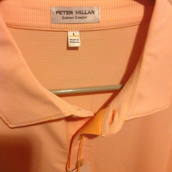 Peter Millar Men's Crown Sport Short Sleeve Orange Polo Shirt - Large - NWT